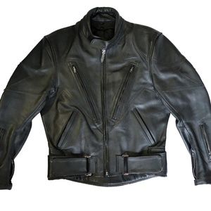 Teknic Men’s Motorcycle Black Leather Jacket - 44